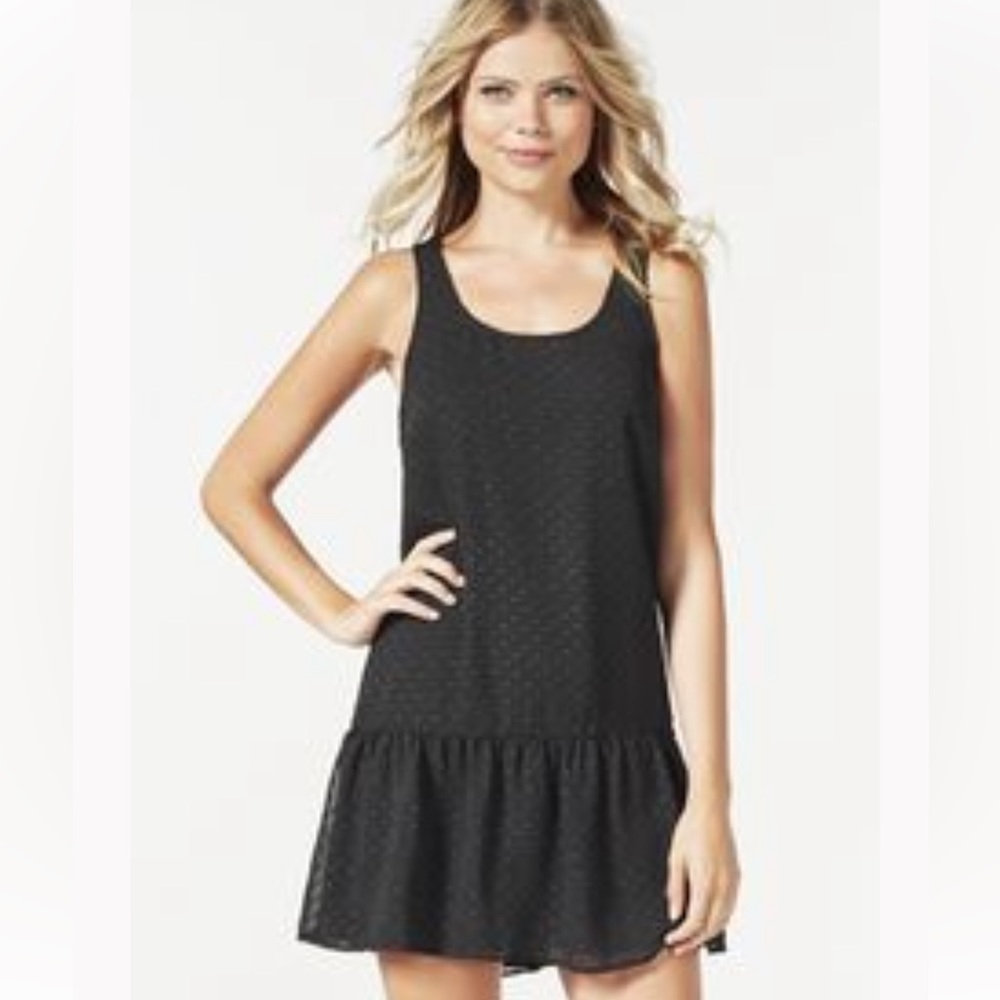 New JustFab Black Sleeveless Polka Dot Dress • Womens Size Large